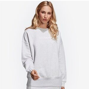 ADIDAS COEEZE CREWNECK  FLEECE SWEATSHIRT, OVERSIZED LIGHT GREY SZ M